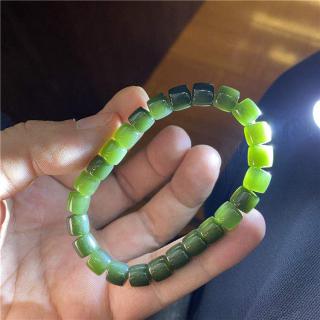天然和田玉青玉湖水绿直切款手链 男女款玉石手串饰品礼物