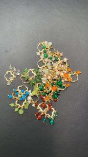 天然新疆和田玉耳环小清新14k包金四叶草