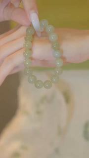 送妈妈礼物和田玉手串手链浅青玉送男友单珠约12mm