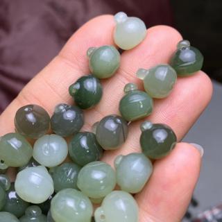 厂家批发和田玉青海料雕刻铃铛 小巧可爱 双面立体精雕 diy配饰